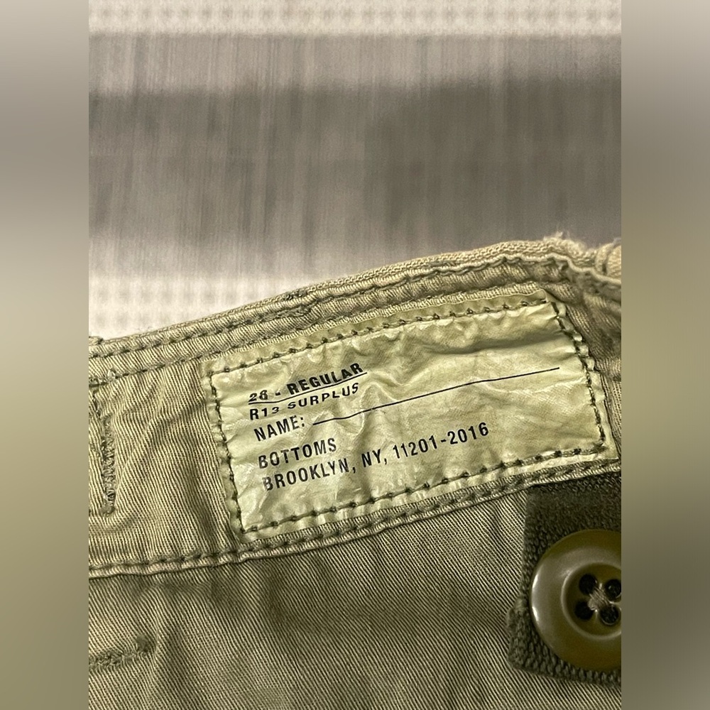 R13 harem cargo drop crotch jean denim Pant - Olive. SIZE 28 - Picture 7 of 14